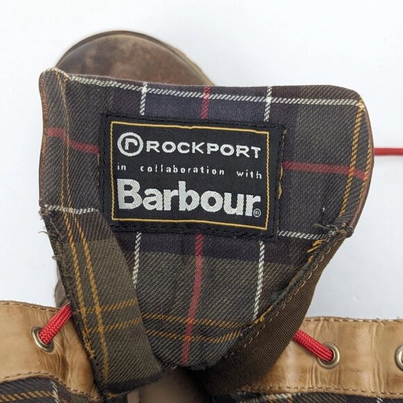 Barbour Mens Boots Size 10 1/2 Rockport Tartan Lined Leather & Canvas main image 13